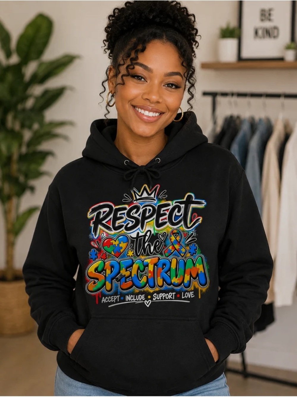Respect the Spectrum Black Hoodie Sweatshirt